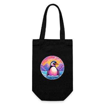 Penguin Watercolor Cartoon Kawaii Pet Animal Color - Gift Bag for Bottles - black - Front