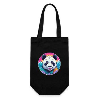 Panda Watercolor Cartoon Kawaii Pet Animal Colorfu - Gift Bag for Bottles - black - Front