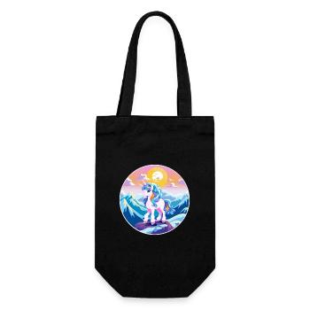 Poney Aquarelle Dessin Animé Kawaii Animal De Compagnie Coloré - Sac à bouteille - noir - Devant
