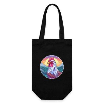 Hahn Aquarell Karikatur Kawaii Haustier Tier Farbe - Geschenkbeutel für Flaschen - Schwarz - Vorne