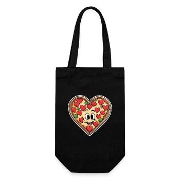 Pizza Heart - Valentine's Day - Gift Bag for Bottles - black - Front