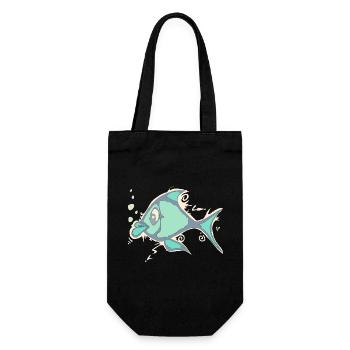 Fisch Linienkunst - Geschenkbeutel für Flaschen - Schwarz - Vorne