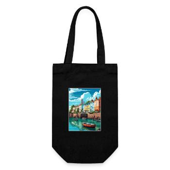 Tenby Seascape Wales Vintage Travel Poster WPA Art - Gift Bag for Bottles - black - Front