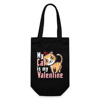 my cat is my valentine - Geschenkbeutel für Flaschen - Schwarz - Vorne