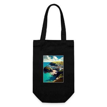 Port Issac Angleterre Vintage voyage affiche Souvenir - Sac à bouteille - noir - Devant