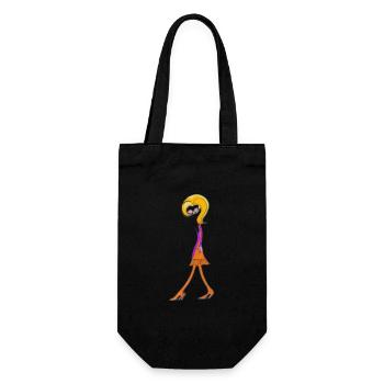 Verspielte Doodle-Diva - Geschenkbeutel für Flaschen - Schwarz - Vorne
