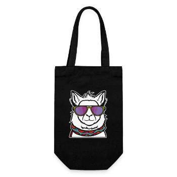 Cooles Lama - Geschenkbeutel für Flaschen - Schwarz - Vorne