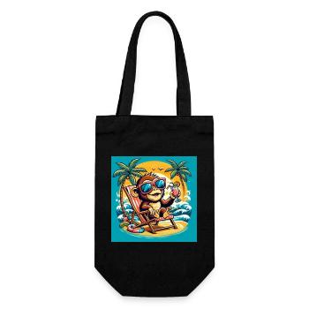 Monkey on the beach - Gift Bag for Bottles - black - Front