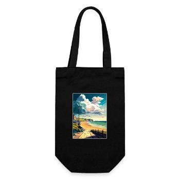 West Bay, Angleterre, Affiche de voyage vintage, Souvenir - Sac à bouteille - noir - Devant