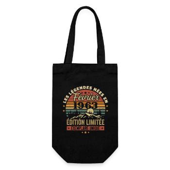 Born In February 1963 Birthday 61 Years Retro 61 - Gift Bag for Bottles - black - Front
