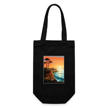 Sonnenuntergang Klippen Kalifornien Vintage Reiseposter WPA - Geschenkbeutel für Flaschen - Schwarz - Vorne