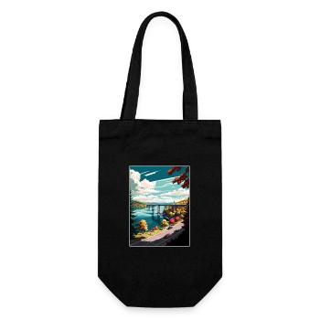 Poughkeepsie New York State Vintage Travel Poster - Gift Bag for Bottles - black - Front