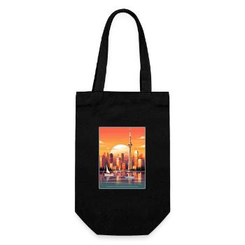 Toronto Canada Decoration Vintage Travel Poster - Gift Bag for Bottles - black - Front