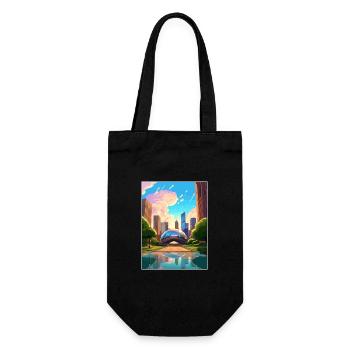 Chicago Illinois Millennium Park Reiseplakat - Geschenkbeutel für Flaschen - Schwarz - Vorne