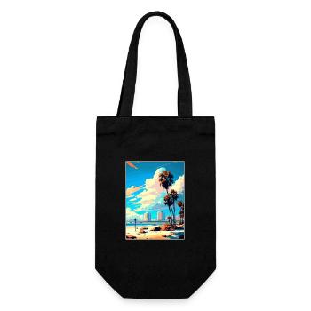 Long Beach California Cali Vintage Travel Poster - Gift Bag for Bottles - black - Front