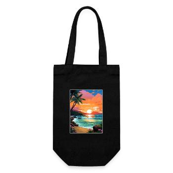 Sunset Beach Hawaii Vintage Reiseposter Souvenir - Geschenkbeutel für Flaschen - Schwarz - Vorne