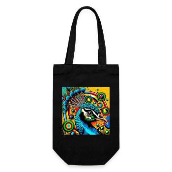Pfau Pop Art - Geschenkbeutel für Flaschen - Schwarz - Vorne