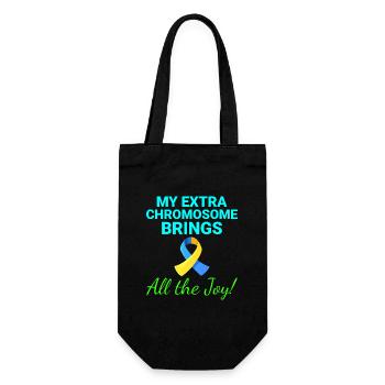 Down-Syndrom-Bewusstsein Joyful Extra Chromosom - Geschenkbeutel für Flaschen - Schwarz - Vorne