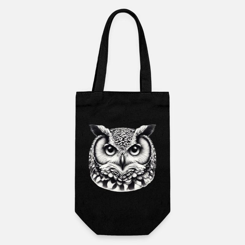 Eule - Geschenkbeutel für Flaschen - Schwarz