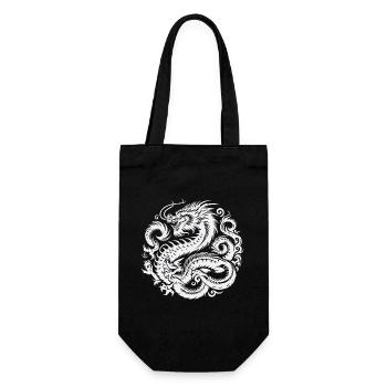 Chinesisches Drachen-Tattoo - Geschenkbeutel für Flaschen - Schwarz - Vorne