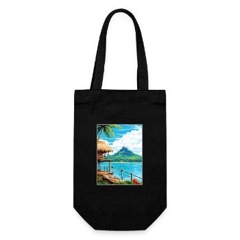 Bora French Polynesia Vintage Travel Poster WPA - Gift Bag for Bottles - black - Front