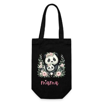 Amoureux des pandas, maman panda et ourson, fête des mères - Sac à bouteille - noir - Devant