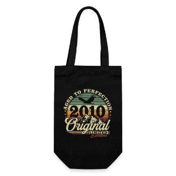 2010 Vintage Vintage Birthday Retro Gift - Gift Bag for Bottles - black - Front