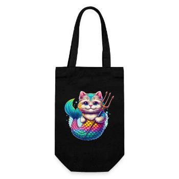 THE COLORFUL ADVENTURE OF A MERMAID KITTEN, CAT - Gift Bag for Bottles - black - Front