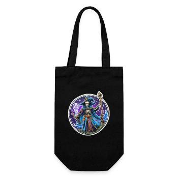 Skelett Magier Fantasy Illustration - Geschenkbeutel für Flaschen - Schwarz - Vorne