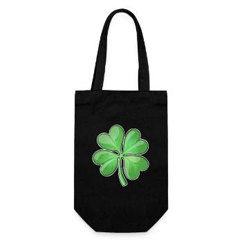 Vibrant Four-Leaf Clover Design - Gift Bag for Bottles - black - Front