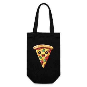 LUSTIGES PIZZA GESICHT FAST FOOD LOVER - Geschenkbeutel für Flaschen - Schwarz - Vorne