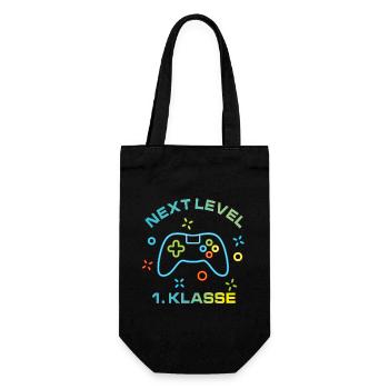 Bunte Spielekonsole Next Level 1.Klasse - Geschenkbeutel für Flaschen - Schwarz - Vorne