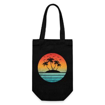Tropischer Sonnenuntergang auf Round Palm Island - Geschenkbeutel für Flaschen - Schwarz - Vorne