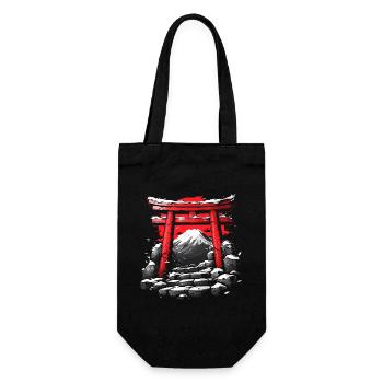 Japanese Temple and Mount Fuji - Gift Bag for Bottles - black - Front