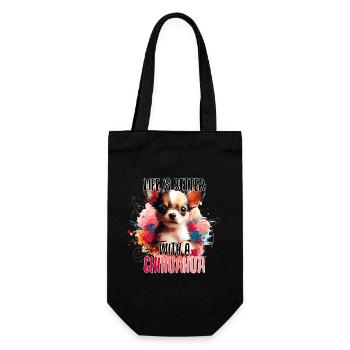 Chihuahua chiot mignon vie chien cadeau - Sac à bouteille - noir - Devant