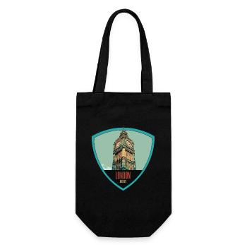 Ikonische Illustration des Big Ben Towers - Geschenkbeutel für Flaschen - Schwarz - Vorne