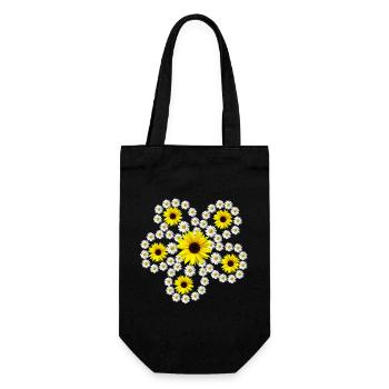 daisies, sunflowers, blossom, daisies, floral - Gift Bag for Bottles - black - Front