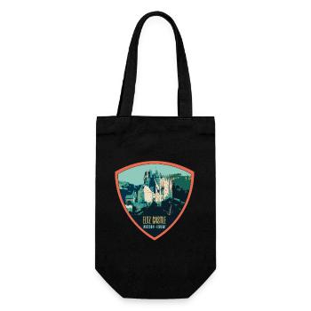Illustration Schloss Eltz, Mosel, Deutschland - Geschenkbeutel für Flaschen - Schwarz - Vorne