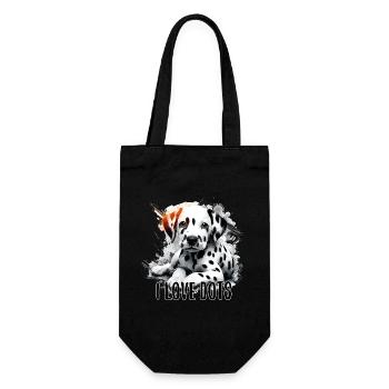 Dalmatiner Welpe Ich liebe Punkte Hund Geschenk - Geschenkbeutel für Flaschen - Schwarz - Vorne