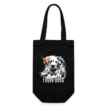 Dalmatiner Welpe Ich liebe Punkte Hund Geschenk - Geschenkbeutel für Flaschen - Schwarz - Vorne
