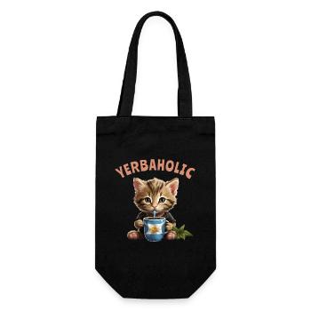 Yerba Mate Katzen Yerbaholic - Geschenkbeutel für Flaschen - Schwarz - Vorne