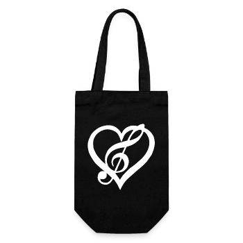 Musik im Herzen (Weiß) - Geschenkbeutel für Flaschen - Schwarz - Vorne