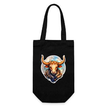 Stier 1 Tierkreiszeichen Kunst #tshirt - Geschenkbeutel für Flaschen - Schwarz - Vorne