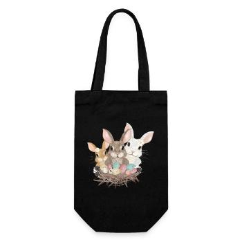 cute easter bunnies family with pastel easter eggs - Gift Bag for Bottles - black - Front