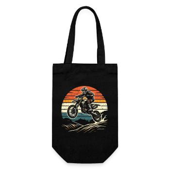 Retro Motocross Gift - Vintage Dirt Bike - Gift Bag for Bottles - black - Front