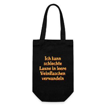 Schlechte Laune? Kein Problem. - Geschenkbeutel für Flaschen - Schwarz - Vorne