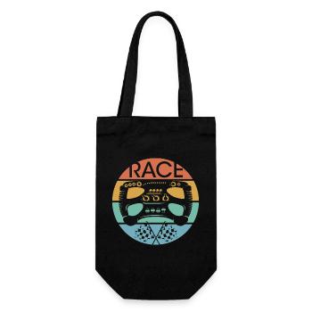 retro car racing steering wheel racing vintage race - Gift Bag for Bottles - black - Front