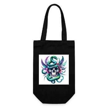 Aquarell Totenkopf und Schlange - Geschenkbeutel für Flaschen - Schwarz - Vorne