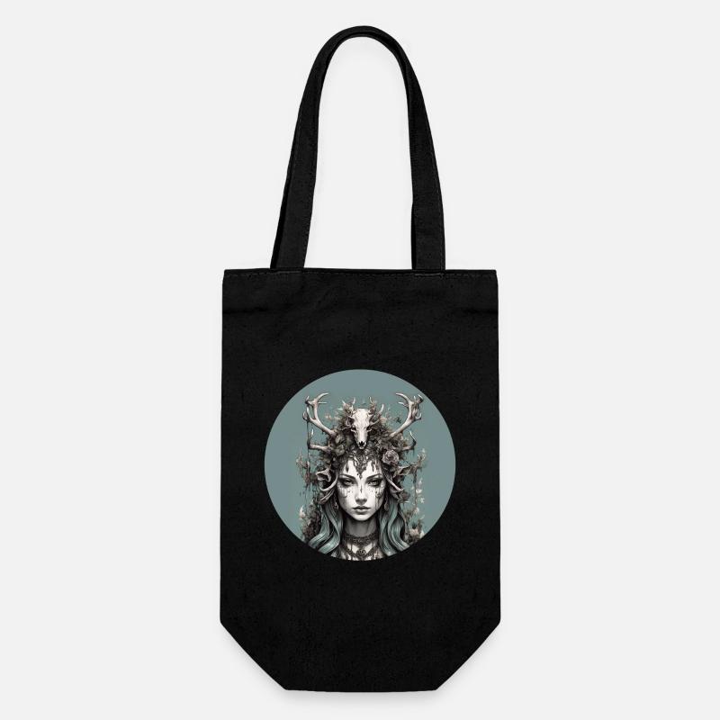 Déesse mystique de la forêt avec des bois de cerf, chaman. - Sac à bouteille - noir