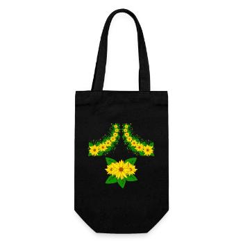 Sunflower Flower Vine Blossom Floral Pattern Yellow - Gift Bag for Bottles - black - Front